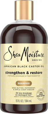 Shea Moisture Strengthen and Restore Shampoo for Damaged Hair 100% Pure Jamaican Black Castor Oil Cleanse and Nourish 13 oz