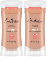 SheaMoisture Deodorant Stick 72h Odor Control Coconut & Hibiscus Fresh Aluminum Free 2.6 oz,(Pack of 2)