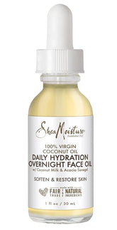 SheaMoisture Overnight Face Oil for All Skin Types 100% Virgin Coconut Oil for Daily Hydration 1 oz