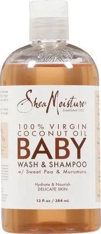 SheaMoisture Baby Wash and Shampoo 100% Virgin Coconut Oil for Baby Skin Cruelty Free Skin Care 13 oz (Pack of 2)