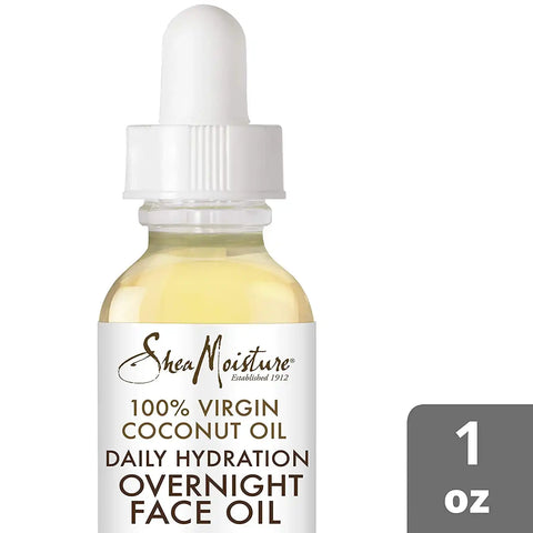 SheaMoisture Coconut Oil for Face - Daily Hydration Overnight Face Oil with Coconut Milk & Acacia Senegal, Argan Oil for Skin, Organic Shea Butter, Hydrating, Vitamin E, 1 Oz (Pack of 2)