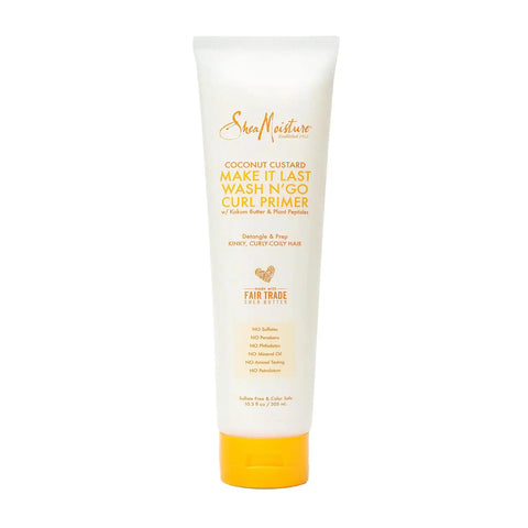 SheaMoisture Coconut Custard Curl Defining Cream - Make It Last Wash N' Go Primer, Enhancer & Detangler for Wavy & Curly Hair, Organic Shea Butter, 10.3 Oz