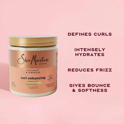Shea Moisture Curl Enhancing Smoothie Hair Cream for Thick, Curly Hair Coconut and Hibiscus Sulfate Free and Paraben Free Curl Cream 20 oz