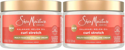 SheaMoisture Curl Stretch Multi-tasking Volume Cream Kalahari Melon Oil and a Tropical Vacation Scent With Hydrating Hyaluronic Serum, Defines Type 4 Curls For Days 11 Fl Oz, (Pack of 2)