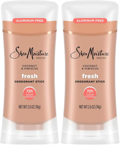 SheaMoisture Deodorant Stick 72h Odor Control Coconut & Hibiscus Fresh Aluminum Free 2.6 oz,(Pack of 2)