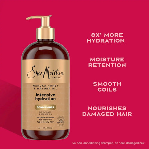 Shea Moisture Intensive Hydration Conditioner for Dry, Damaged Hair Manuka Honey and Mafura Oil deep moisturizing conditioner, 24 Fl Oz (Pack of 6)