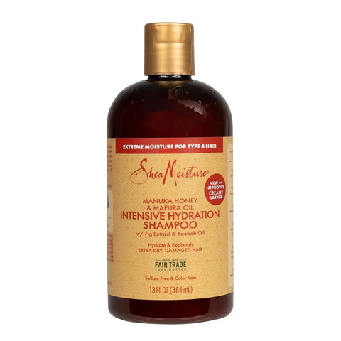 Shea Moisture Intensive Hydration Shampoo Manuka Honey and Mafura Oil for Dry, Damaged Hair Sulfate-Free 13 oz (Pack of 4)