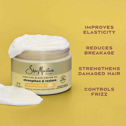Shea Moisture Jamaican Black Castor Oil Leave In Conditioner 100% Pure Jamaican Black Castor Oil For Damaged Hair to Soften and Detangle Hair 11.5 oz (Pack of 12)