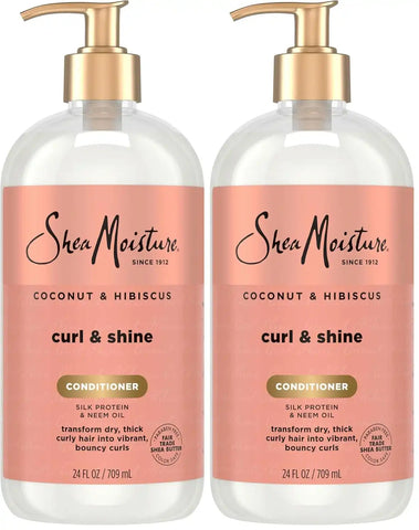 SheaMoisture Curl & Shine Conditioner Coconut & Hibiscus,for Thick,Curly Hair,to Moisturize-& Soften,24 oz,(Pack of 2)