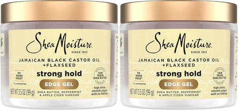 SheaMoisture Edge Control Strong Hold Gel+Flaxseed Jamaican Black Castor Oil Keeps Edges in Place,No Flakes,Infused With Hydrolyzed Corn Starch,Glycerin,Indulgent Scent ParabenFree AntiFrizz Gel 3.5oz
