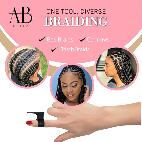 Royalty Headwear The Braid Aid Adjustable Finger Tool - Stitch Braiding Tool, Lightweight Hair Separating Comb - Great for Any Hair Type - Pack of 4