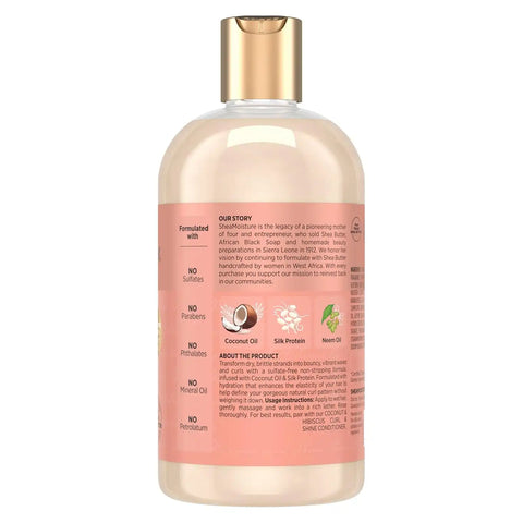 Shea Moisture Curl and Shine Coconut Shampoo Coconut & Hibiscus for Curly Hair Paraben Free Shampoo 13 oz (Pack of 4)