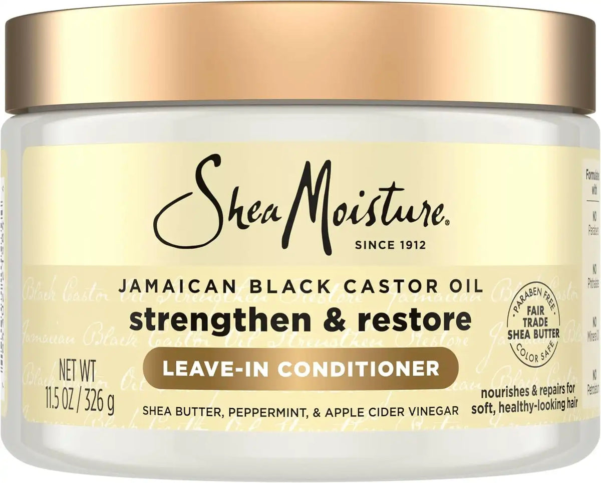 Shea Moisture Jamaican Black Castor Oil Leave In Conditioner 100% Pure Jamaican Black Castor Oil For Damaged Hair to Soften and Detangle Hair 11.5 oz (Pack of 12)