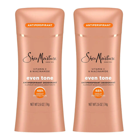 SheaMoisture Antiperspirant Deodorant Stick Even Tone Vitamin C & Niacinamide 2 Count for 48HR Sweat & Odor Protection with No Parabens & No Mineral Oil 2.6 oz