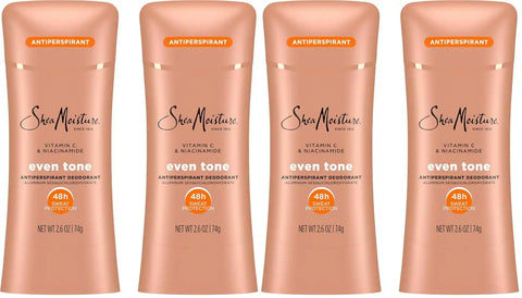 SheaMoisture Antiperspirant Deodorant Stick Even Tone Vitamin C & Niacinamide for 48HR Sweat & Odor Protection with No Parabens & No Mineral Oil 2.6 oz, (Pack of 4)