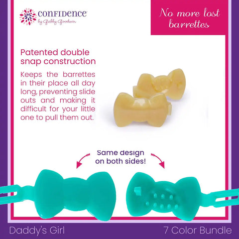 Confidence - GaBBY Bow Daddy's Girl Design - Patented Non-Slip Barrettes – 60 Pack – 6 Bow Colors