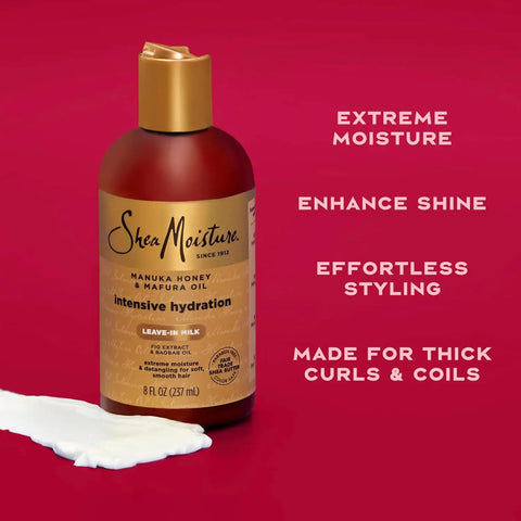 Shea Moisture Manuka Honey and Mafura Oil Intensive Hydration Leave-In Milk for Unisex, 8 Fl Oz (Pack of 12)