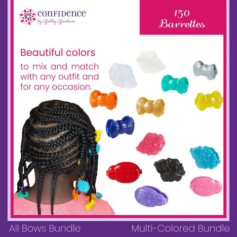 Confidence by GaBBY Goodwin - All GaBBY Bows Bundle - Non-Slip Barrettes – Bows that Stay in Place and Don't Slide Out – Double Sided Snap – 140 Pack – 14 Colors