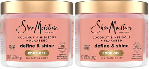 SheaMoisture Define&Shine Edge Gel + Flaxseed Coconut&Hibiscus Holds and Controls Edges All Day Infused With Glycerin,Coconut Oil and an Invigorating Sweet Scent Paraben-Free Hair 3.5 OZ,(Pack of 2)