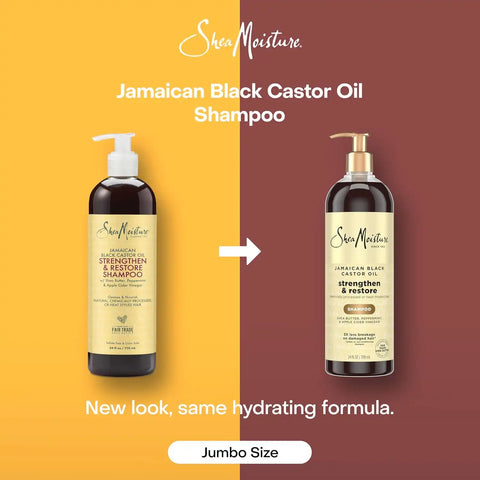SheaMoisture Strengthen and Restore Shampoo Jamaican Black Castor Oil for Damaged Hair Sulfate-Free 24 oz,(Pack of 2)