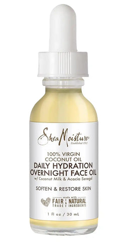 SheaMoisture Overnight Face Oil for All Skin Types 100% Virgin Coconut Oil for Daily Hydration 1 oz