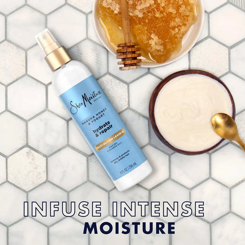 Shea Moisture Leave-In Conditioner, Multi-Action Spray 2-Pack, Manuka Honey & Yogurt Hydrate & Repair for Dry, Damaged Hair, 8 Oz Ea
