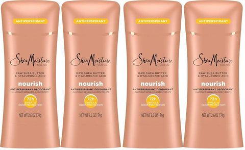 SheaMoisture Antiperspirant Deodorant Stick Moisturizing Raw Shea Butter & Hyaluronic Acid for 48HR Sweat & Odor Protection with No Parabens-& No Mineral Oil 2.6 oz,(Pack of 4)