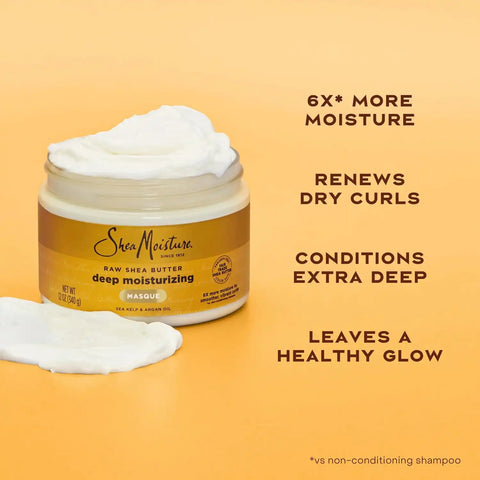 SheaMoisture Raw Shea Butter Deep Moisturizing Hair Masque for Curly Hair Raw Shea Butter Deep Conditioner to Moisturize and Renew-Hair 11.5 oz,(Pack of 2)