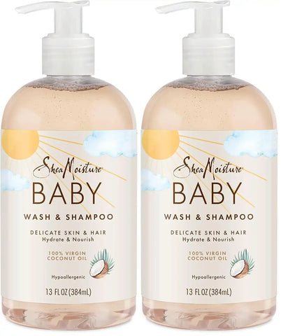 SheaMoisture Baby Wash and Shampoo 100% Virgin Coconut Oil for Baby Skin Cruelty Free Skin Care 13 oz (Pack of 2)