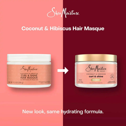 SheaMoisture Hair Mask Coconut & Hibiscus for Dry Curls Hair Mask with Shea Butter 11.5 oz, (Pack of 2)