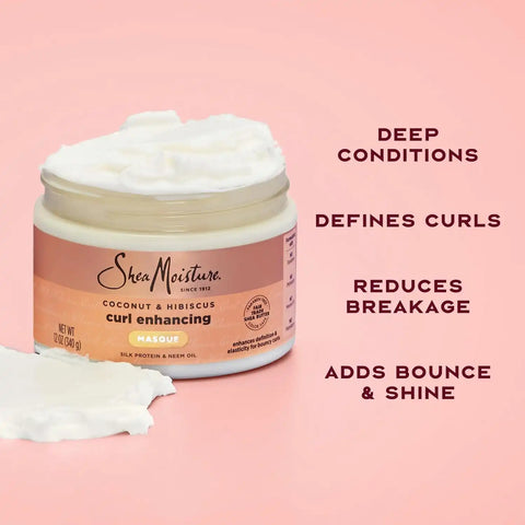 SheaMoisture Hair Mask Coconut & Hibiscus for Dry Curls Hair Mask with Shea Butter 11.5 oz, (Pack of 2)