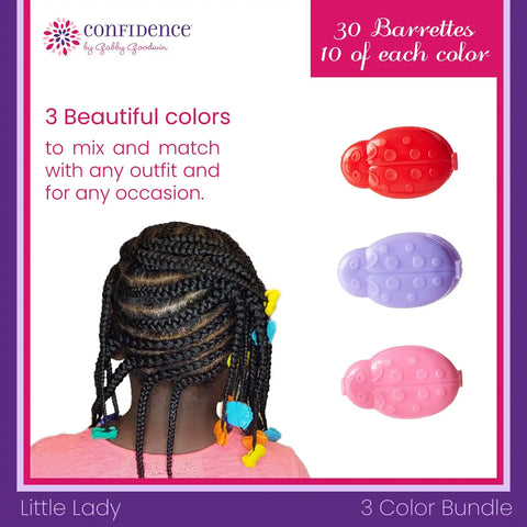 Confidence by GaBBY Goodwin - Little Lady GaBBY Bows - Non-Slip Barrettes – Patented Double Sided Snap – 30 Pack – 3 Ladybug Colors