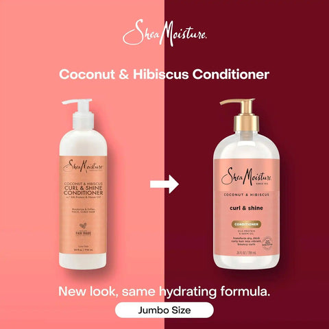 Shea Moisture Curl & Shine Conditioner Coconut & Hibiscus, for Thick, Curly Hair, to Moisturize & Soften, 24 oz