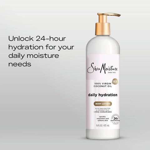 SheaMoisture Daily Hydration Body Lotion with 100% Virgin Coconut Oil, Shea Butter, Coconut Milk and Pro-Ceramides, Quickly Nourish & Soften Skin, 24H Moisturizing 16 oz (Pack of 4)