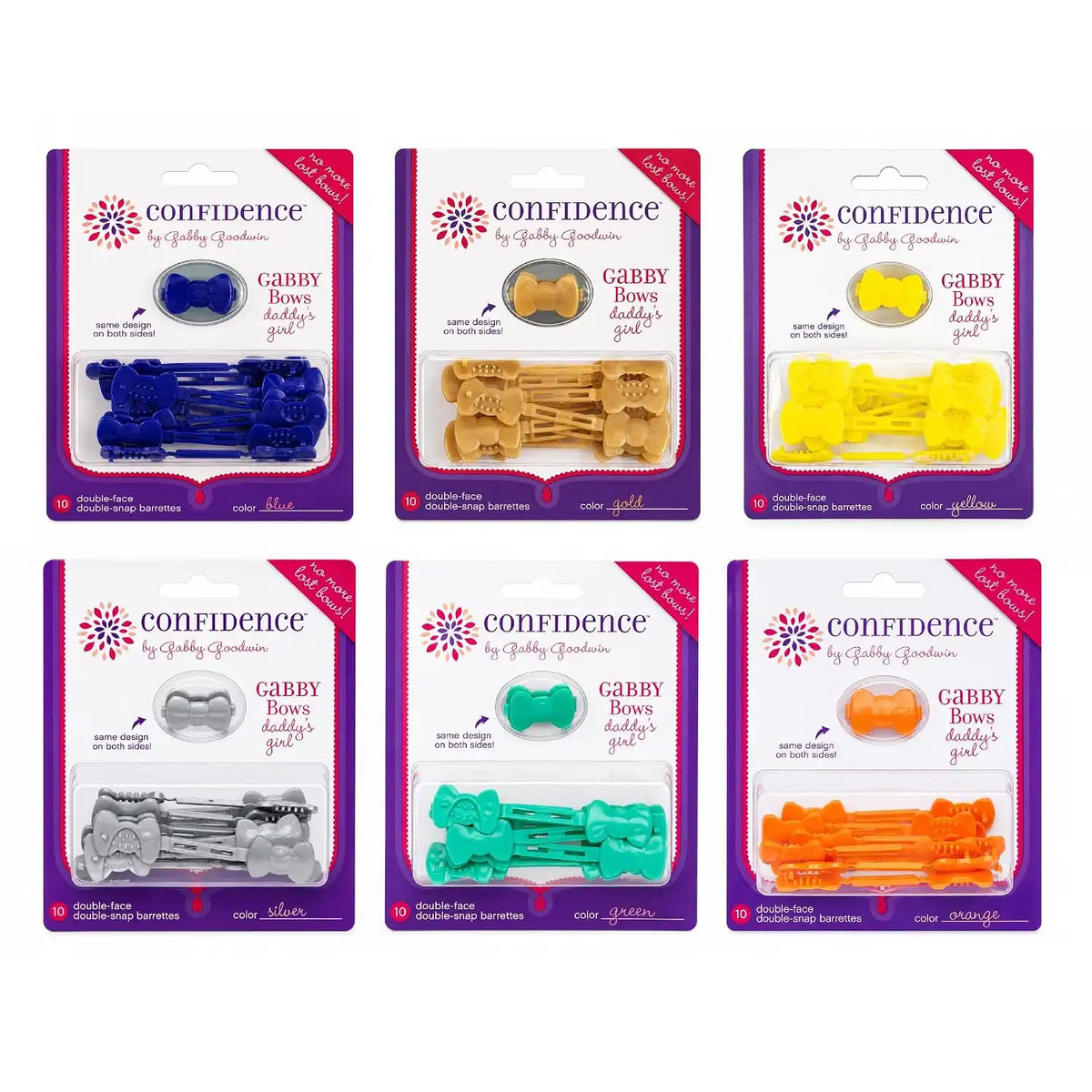 Confidence - GaBBY Bow Daddy's Girl Design - Patented Non-Slip Barrettes – 60 Pack – 6 Bow Colors