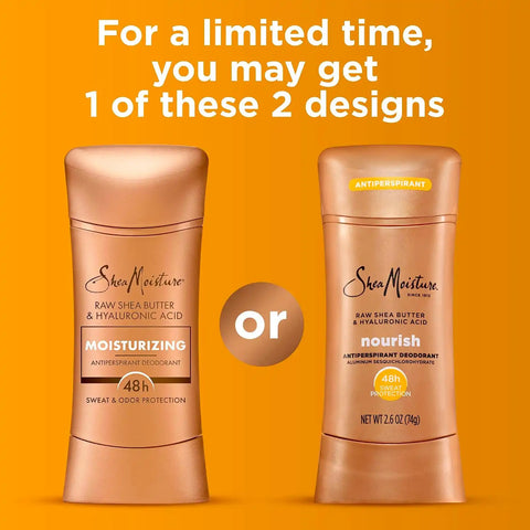 SheaMoisture Antiperspirant Deodorant Stick Moisturizing Raw Shea Butter & Hyaluronic Acid for 48HR Sweat & Odor Protection with No Parabens-& No Mineral Oil 2.6 oz,(Pack of 4)