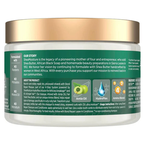 SheaMoisture Bond Repair Masque Amla Oil Deeply Moisturizes and Visibly Repairs Damage with Hydroplex Technology and Amla Oil for Stronger Hair with Restorative HydroPlex Infusion 11 oz,(Pack of 2)