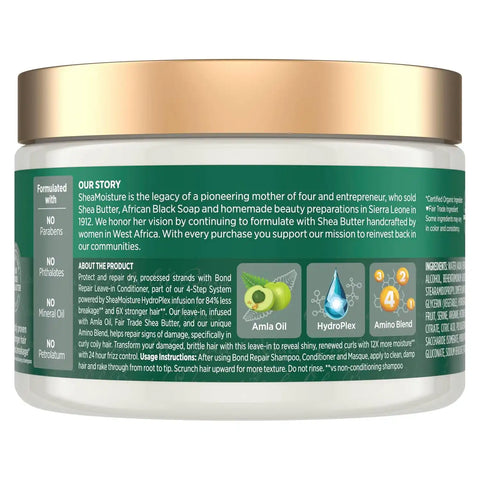 SheaMoisture Bond Repair Leave-In Conditioner Amla Oil Protects Against Damage, Strengthens With Hydroplex Technology For Less Breakage With Restorative HydroPlex Infusion 11FlOz, (Pack of 2)