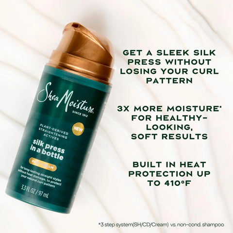 Shea Moisture Silk Press in a Bottle Prep Cream for Heat Protection 3.3oz