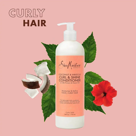 SheaMoisture Curl & Shine Conditioner Coconut & Hibiscus,for Thick,Curly Hair,to Moisturize-& Soften,24 oz,(Pack of 2)