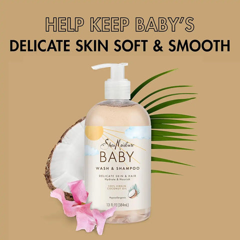 SheaMoisture Baby Wash and Shampoo for Baby Skin 100% Virgin Coconut Oil Cruelty Free Skin Care 13 oz