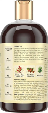 Shea Moisture Strengthen and Restore Shampoo for Damaged Hair 100% Pure Jamaican Black Castor Oil Cleanse and Nourish 13 oz