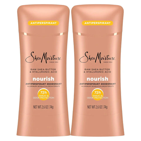 SheaMoisture Antiperspirant Deodorant Stick Moisturizing Raw Shea Butter & Hyaluronic Acid 2 Count for 48HR Sweat & Odor Protection with No Parabens & No Mineral Oil 2.6 oz