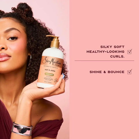 Shea Moisture Curl & Shine Conditioner Coconut & Hibiscus, for Thick, Curly Hair to Moisturize & Soften, 13 oz