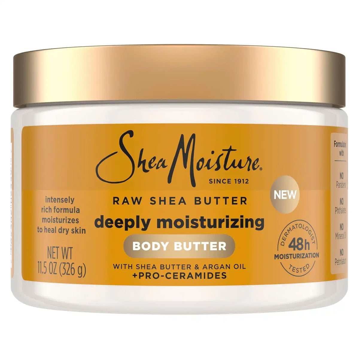 SheaMoisture Deeply Moisturizing Body Butter with Raw Shea Butter, Argan Oil and Pro-Ceramides, Rich Hydration & Healing of Dry Skin, 48H Moisturizing 11.5 oz (Pack of 12)