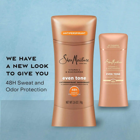 SheaMoisture Antiperspirant Deodorant Stick Even Tone Vitamin C & Niacinamide for 48HR Sweat & Odor Protection with No Parabens & No Mineral Oil 2.6 oz, (Pack of 4)