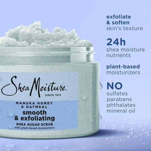 SheaMoisture Shea Sugar Body Scrub Manuka Honey Oatmeal 12 oz
